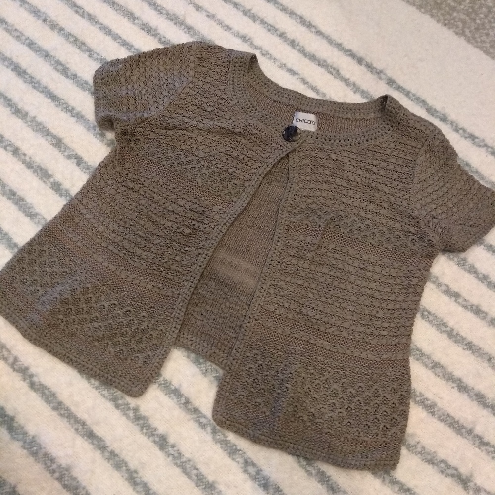 Chico's Short Sleeve Sweater Cardigan